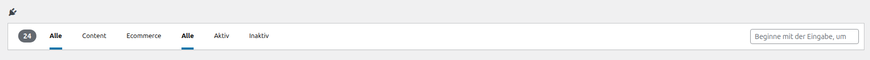 Screenshot der Plugin-Kategorien